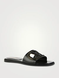 VLOGO Cut-Out Leather Slide Sandals