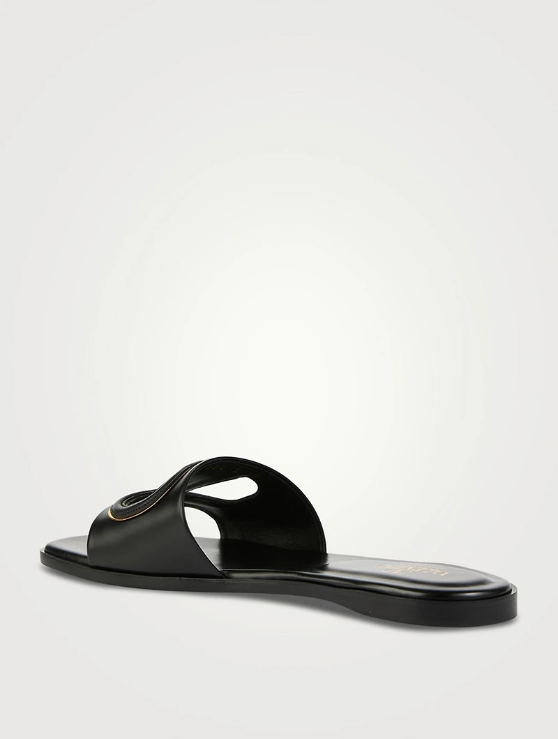 VLOGO Cut-Out Leather Slide Sandals