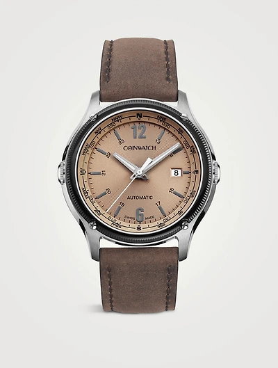 Medallion Stainless Steel Compass Watch