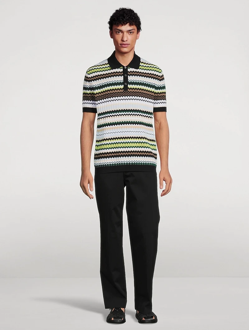 Zig Zag Cotton Polo Shirt