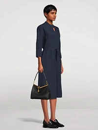 Cotton And Linen Band-Collar Midi Dress