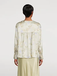 Silk Blouse Bellflower Print