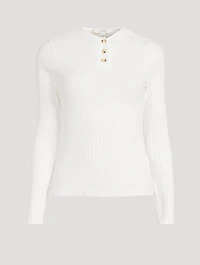 Ribbed Long-Sleeve Henley Shirt