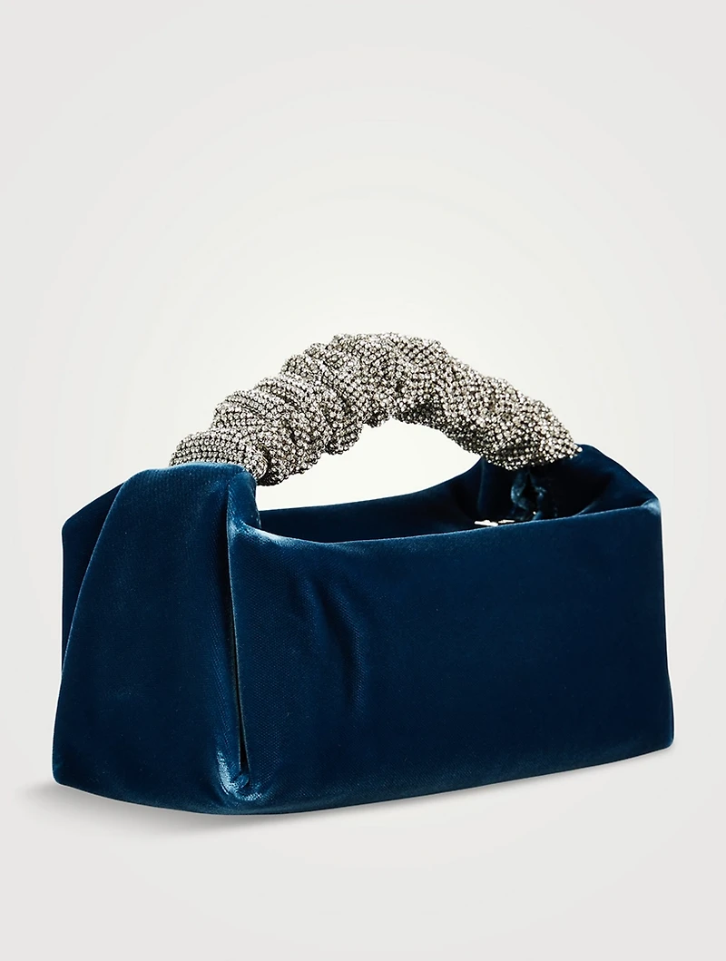 Mini Scrunchie Embellished Velvet Shoulder Bag