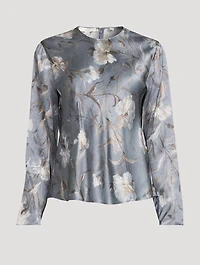 Night Carnation Silk Bias Blouse
