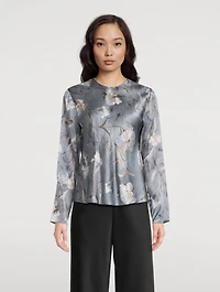 Night Carnation Silk Bias Blouse