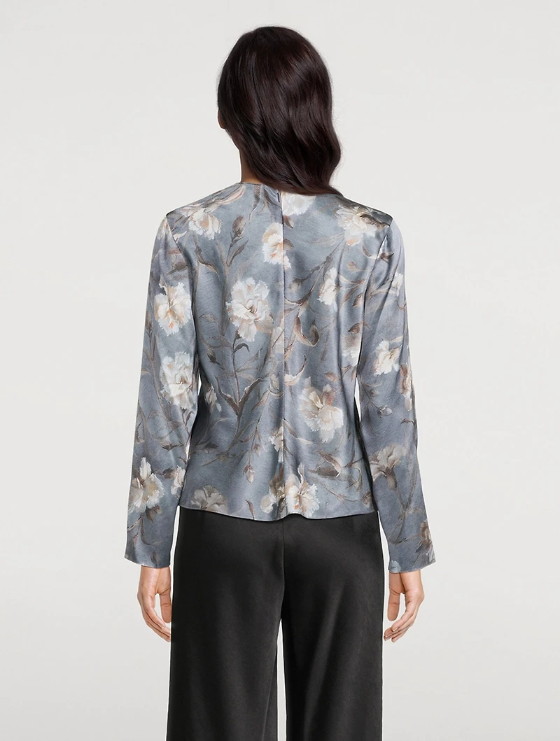 Night Carnation Silk Bias Blouse