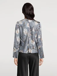 Night Carnation Silk Bias Blouse