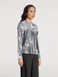 Night Carnation Silk Bias Blouse