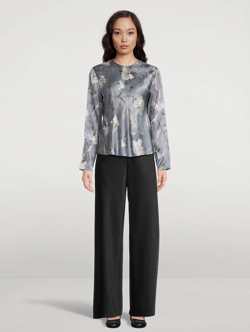 Night Carnation Silk Bias Blouse