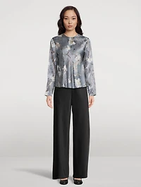 Night Carnation Silk Bias Blouse