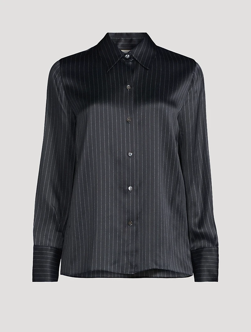 Slim Silk Shirt Pinstripe Print