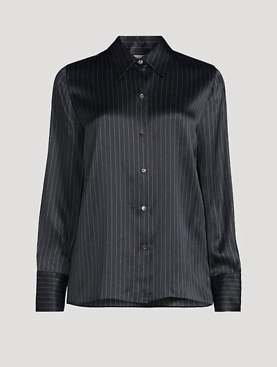 Slim Silk Shirt Pinstripe Print