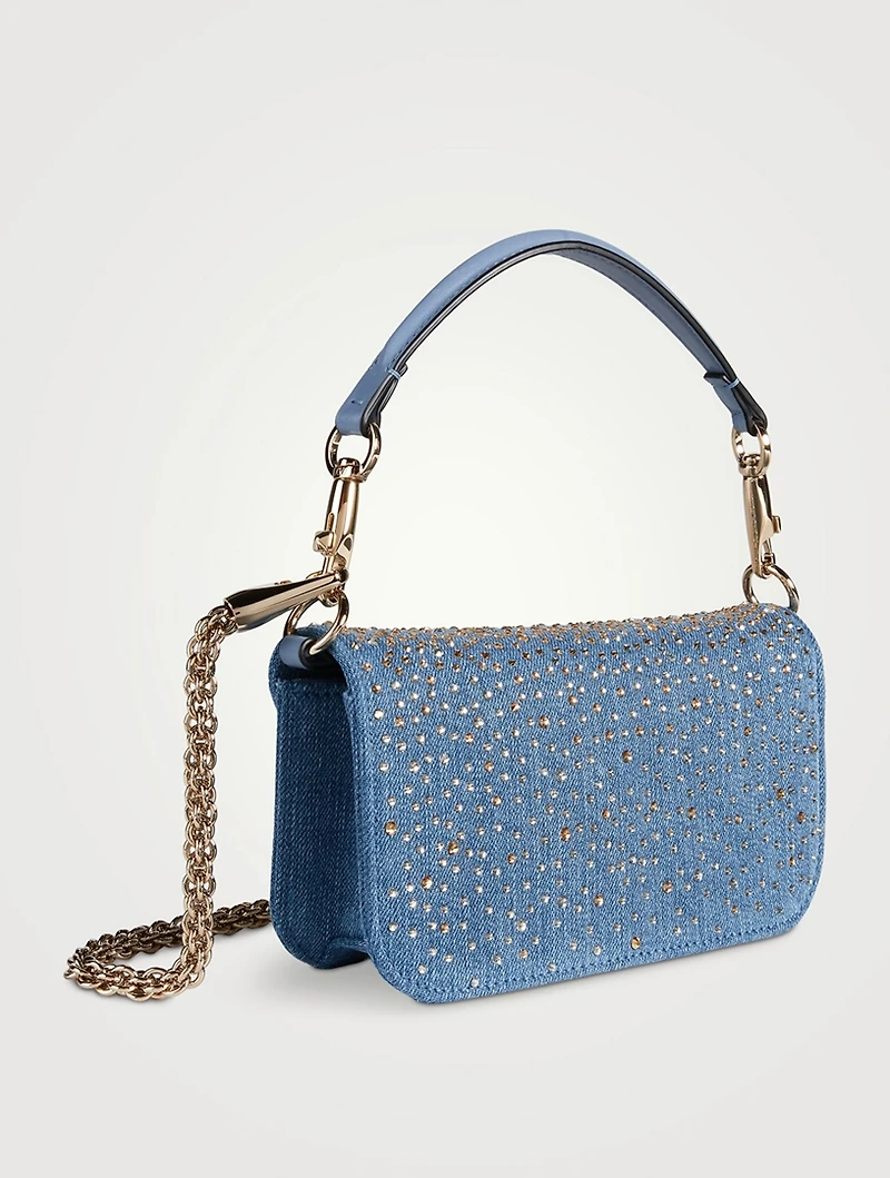 Small Locò Embellished Denim Shoulder Bag