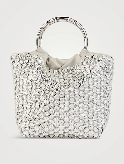 Small Carry Secrets Embellished Satin Tote Bag