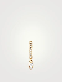 Mini 14K Gold Teardrop Huggie Hoop Earring With Diamonds