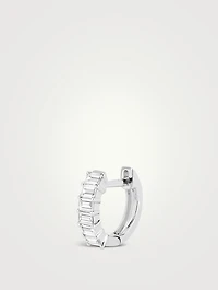 14K Gold Diamond Baguette Huggie Hoop Earring