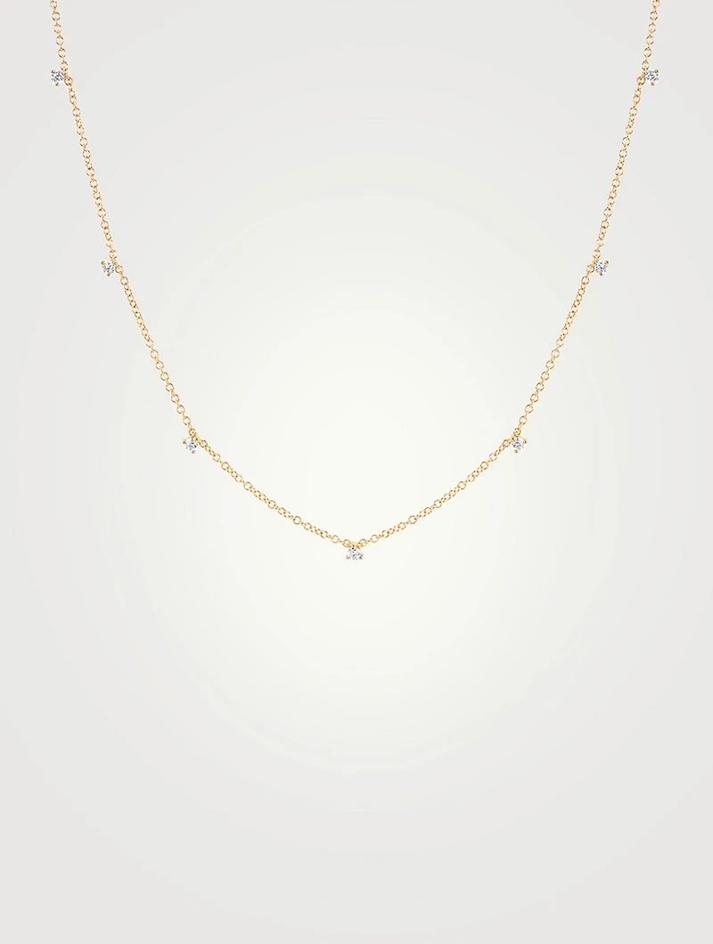 14K Gold Seven Diamond Necklace