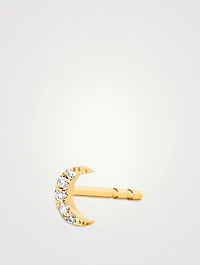 Baby 14K Gold Moon Stud Earring With Diamonds