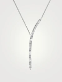 14K White Gold Diamond Double Row Waterfall Necklace