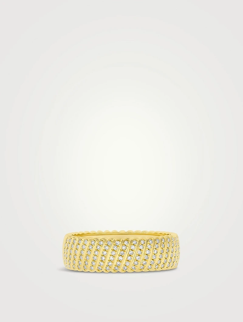 14K Gold Jumbo Twist Ring With Diamonds