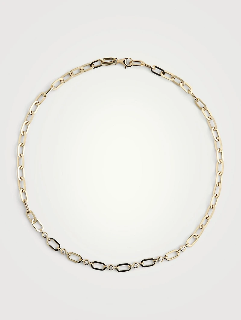14K Gold Diamond Pillow Jumbo Link Chain Necklace