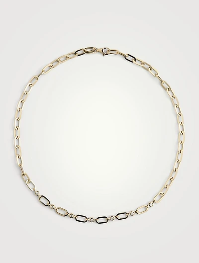 14K Gold Diamond Pillow Jumbo Link Chain Necklace