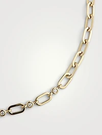 14K Gold Diamond Pillow Jumbo Link Chain Necklace