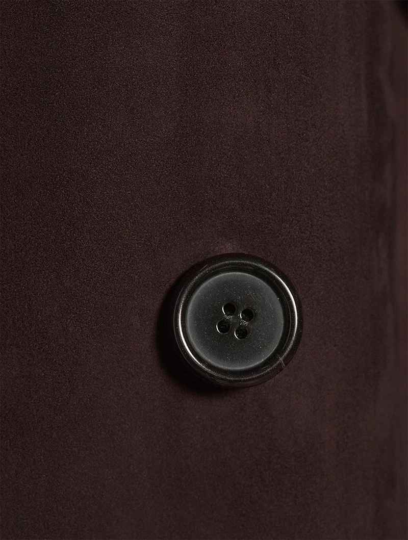 Double-Breasted Suede Trench Coat