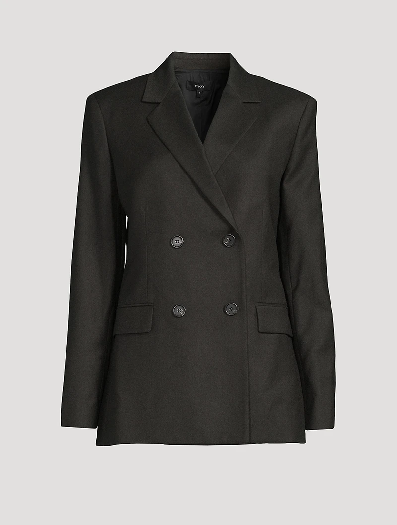 Double-Breasted Flannel Wool Blazer