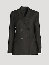 Double-Breasted Flannel Wool Blazer