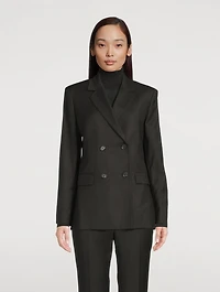 Double-Breasted Flannel Wool Blazer