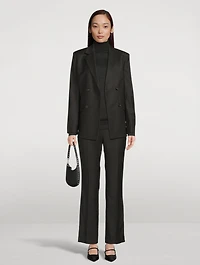 Double-Breasted Flannel Wool Blazer