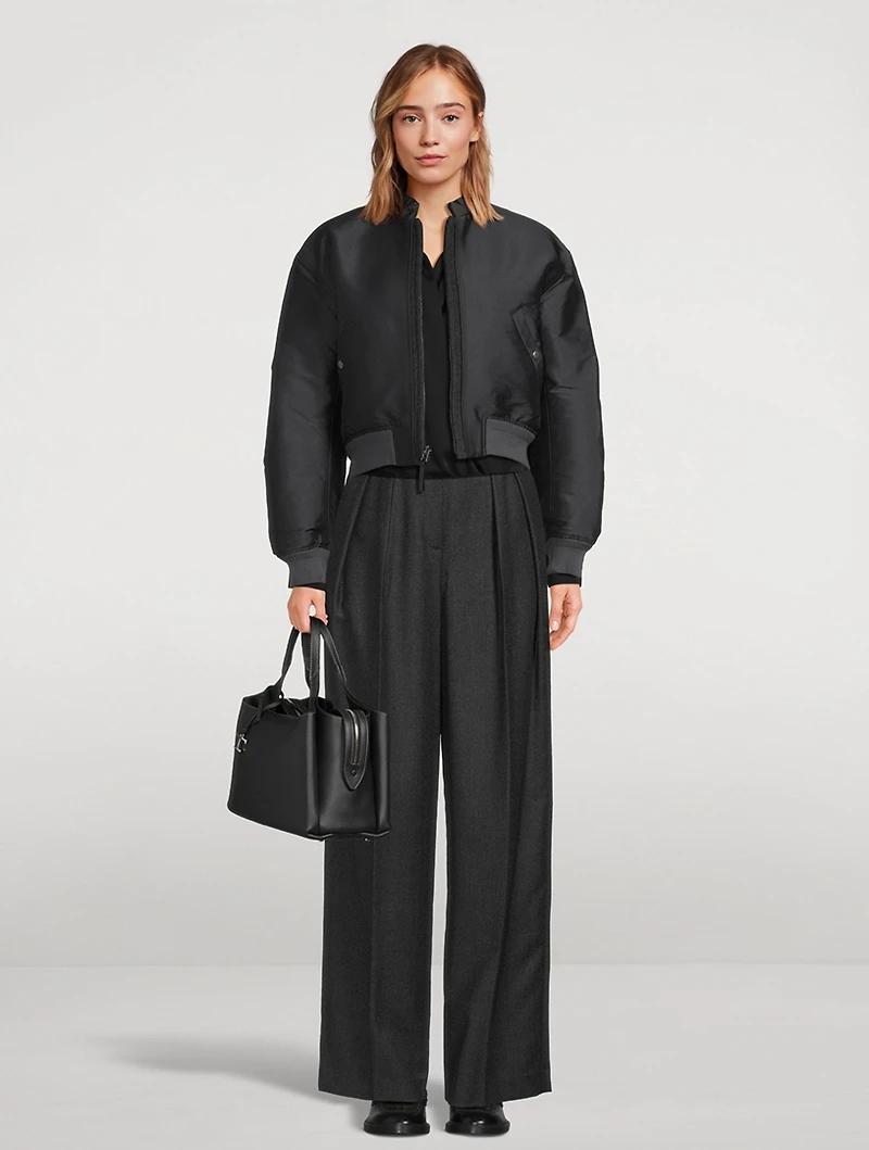 Flannel Wool Wide-Leg Trousers