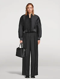 Flannel Wool Wide-Leg Trousers