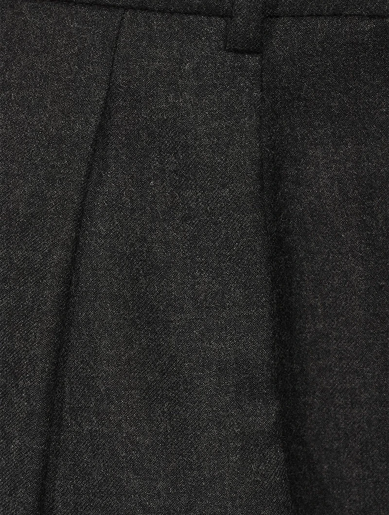 Flannel Wool Wide-Leg Trousers