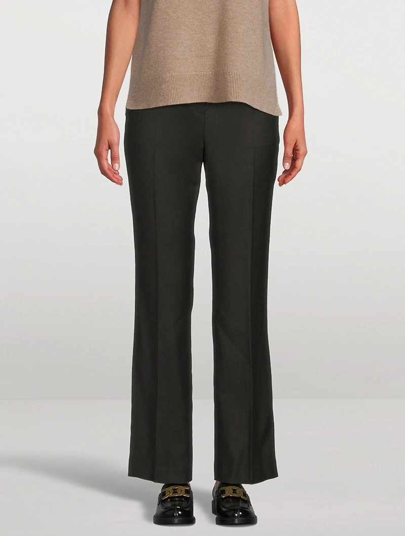 Flannel Wool Straight-Leg Trousers