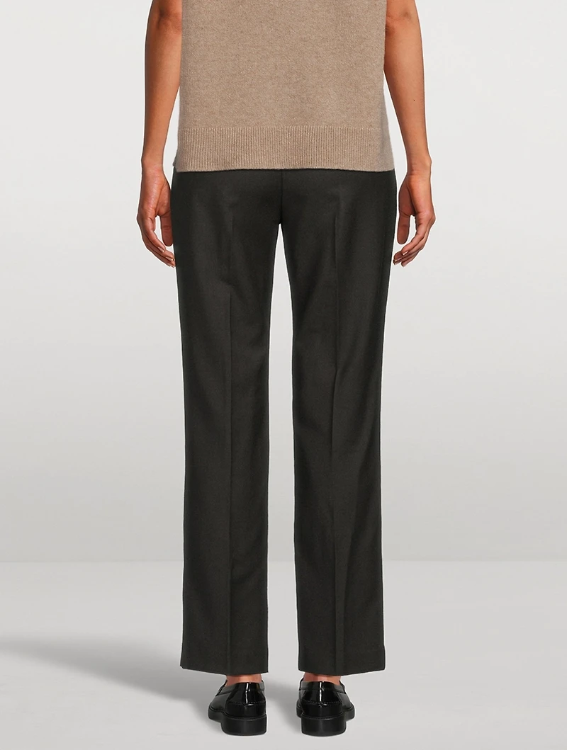 Flannel Wool Straight-Leg Trousers