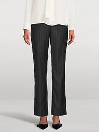 Straight-Leg Trousers Pinstripe Print