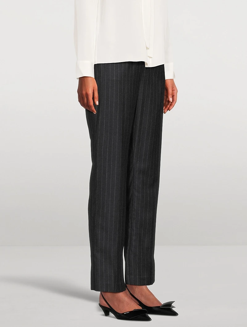 Straight-Leg Trousers Pinstripe Print