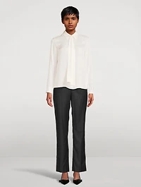 Straight-Leg Trousers Pinstripe Print