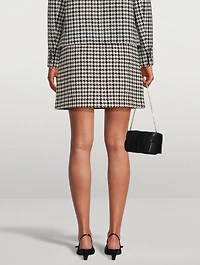 Wool Mini Skirt Houndstooth Print