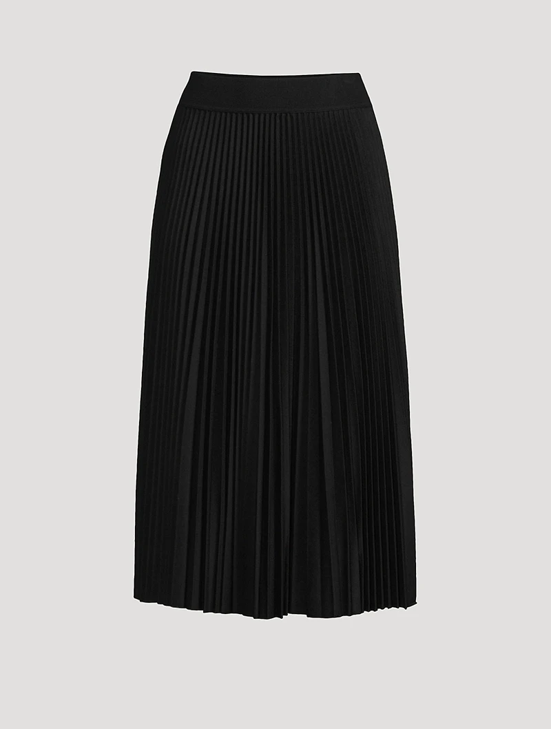Pleated Flannel Midi Skirt