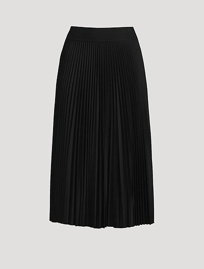 Pleated Flannel Midi Skirt