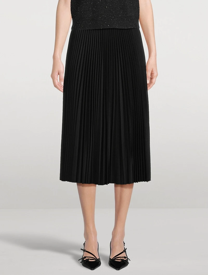 Pleated Flannel Midi Skirt