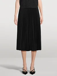 Pleated Flannel Midi Skirt
