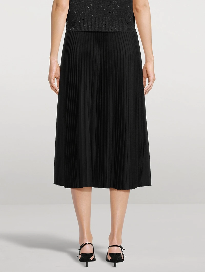 Pleated Flannel Midi Skirt