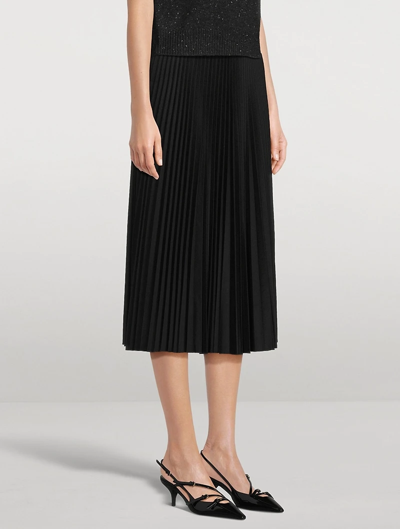 Pleated Flannel Midi Skirt
