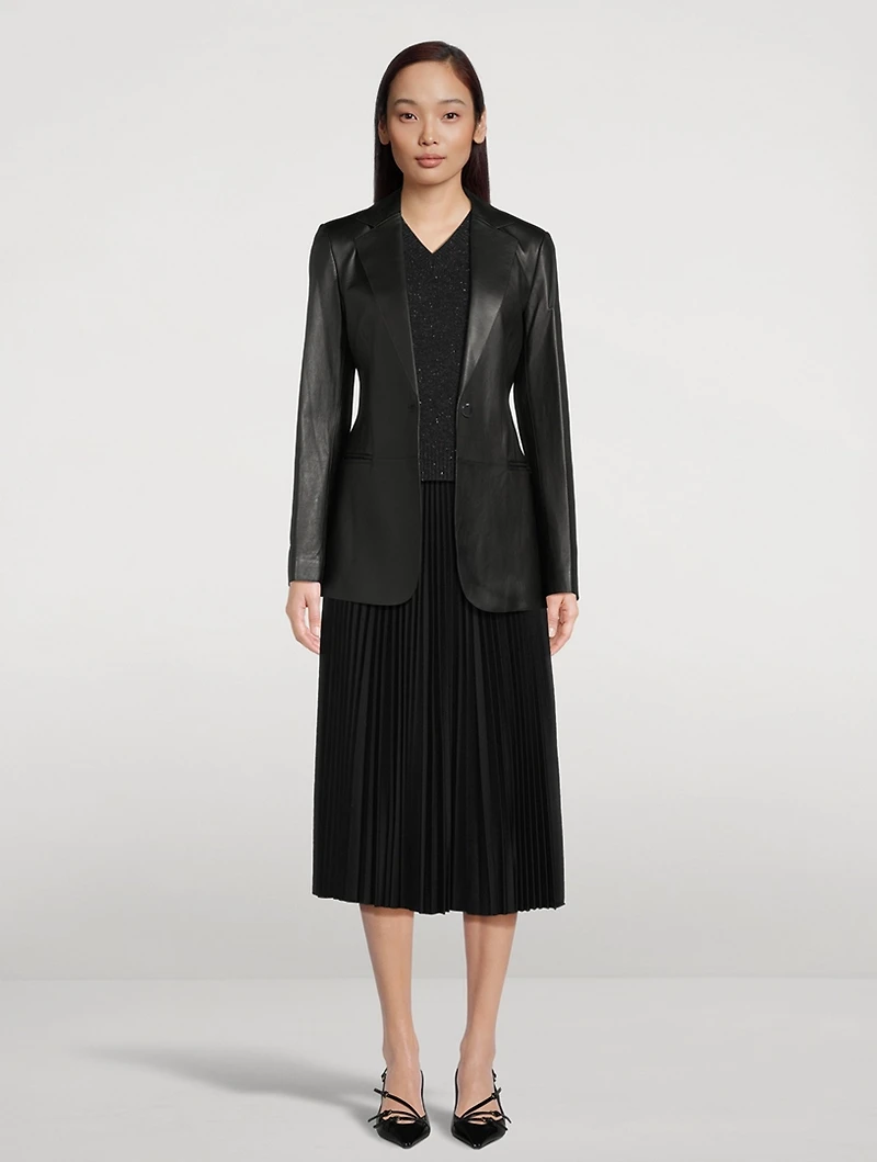 Pleated Flannel Midi Skirt