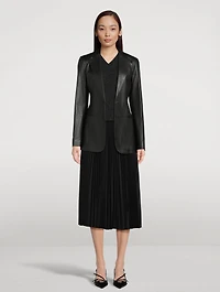 Pleated Flannel Midi Skirt